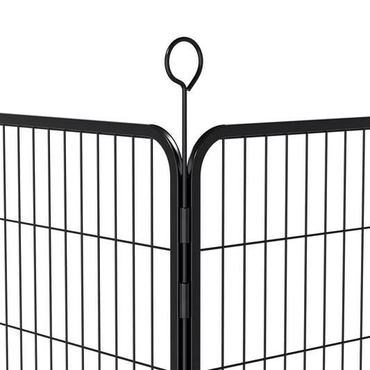 Dog Playpen, 16 Panels Pet Exercise Pen Indoor / Outdoor Fence With Anti Skid Base - Black