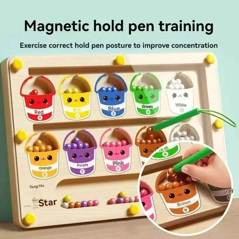 Children's Magnetic Maze Walking Ball Baby Concentration Training, Writing Logic Thinking 3 year Old Early Education Puzzle To