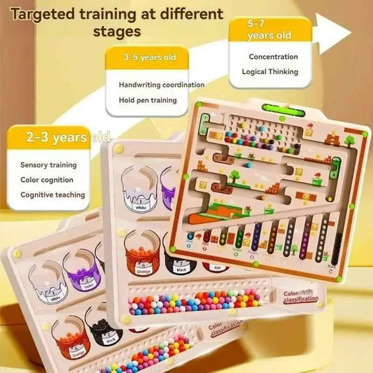 Children's Magnetic Maze Walking Ball Baby Concentration Training, Writing Logic Thinking 3 year Old Early Education Puzzle To