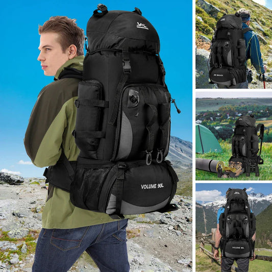 90L Waterproof Hiking Camping Backpack Large Capacity Rucksack
