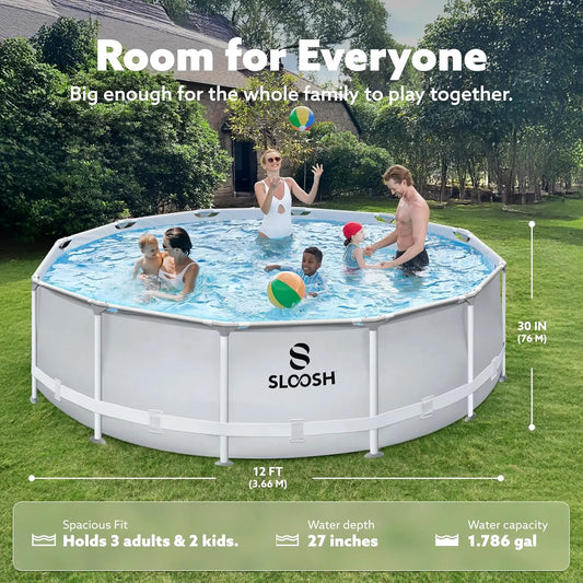 Joyfy Round Outdoor Above Ground Pool Set With Filter Pump