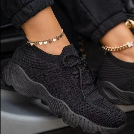 Women's Lightweight Mesh Platform Running Walking Sneakers Lace-Up