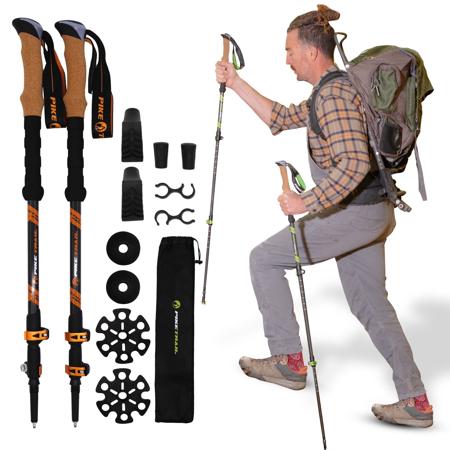 Pike Trail Carbon Fiber Adjustable Trekking Hiking Poles