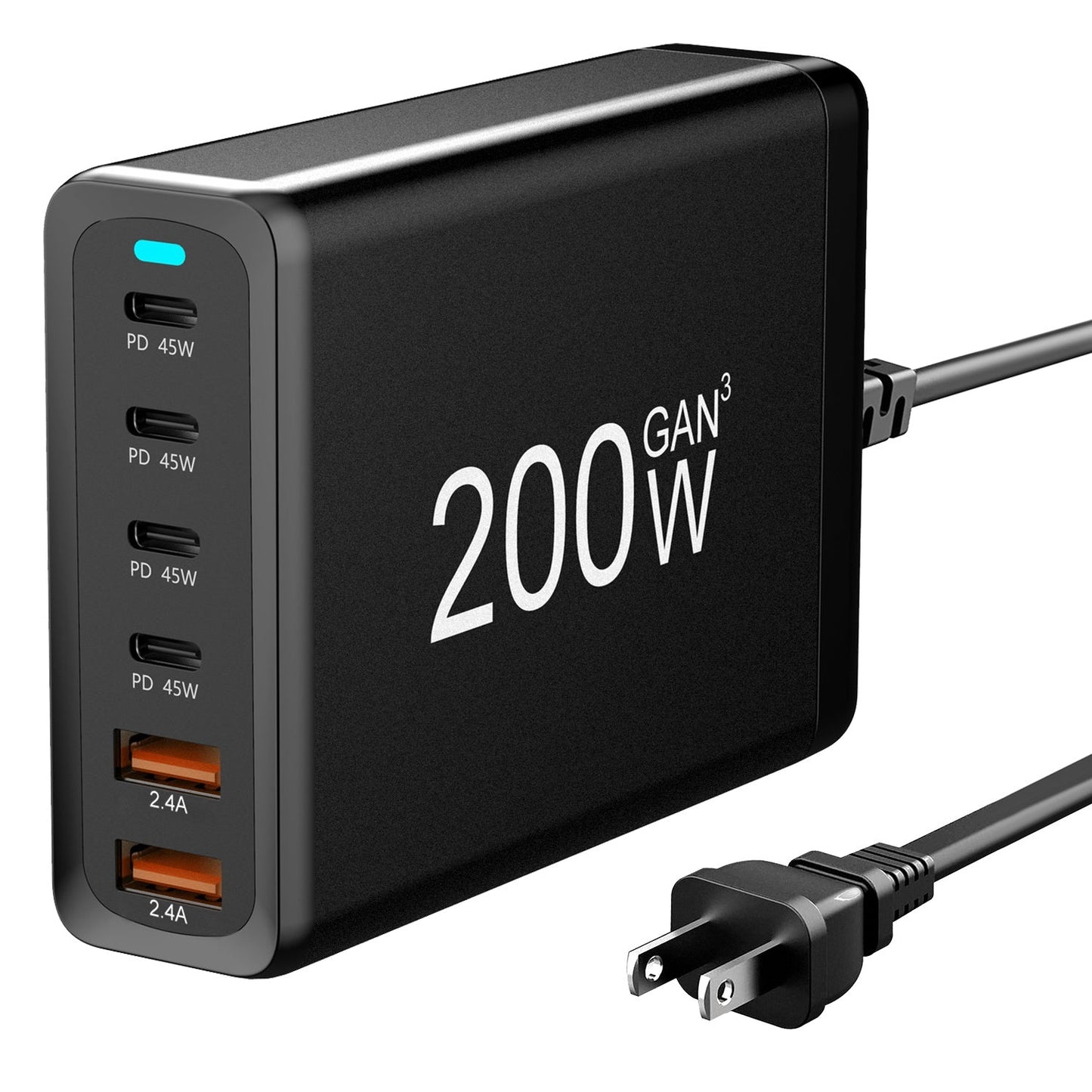 200W GaN Desktop Charger for Laptops and Phones