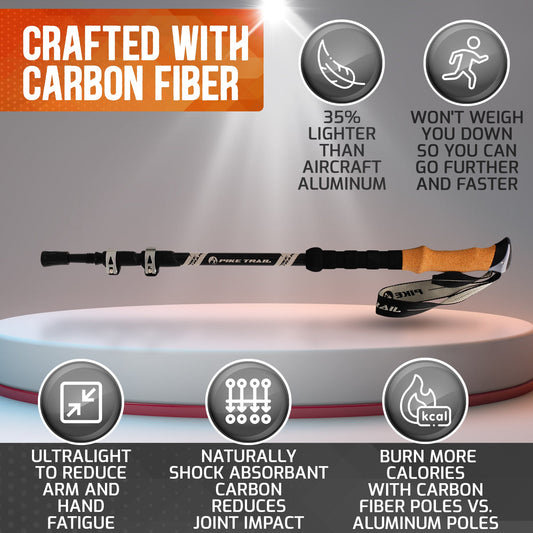 Pike Trail Carbon Fiber Adjustable Trekking Hiking Poles