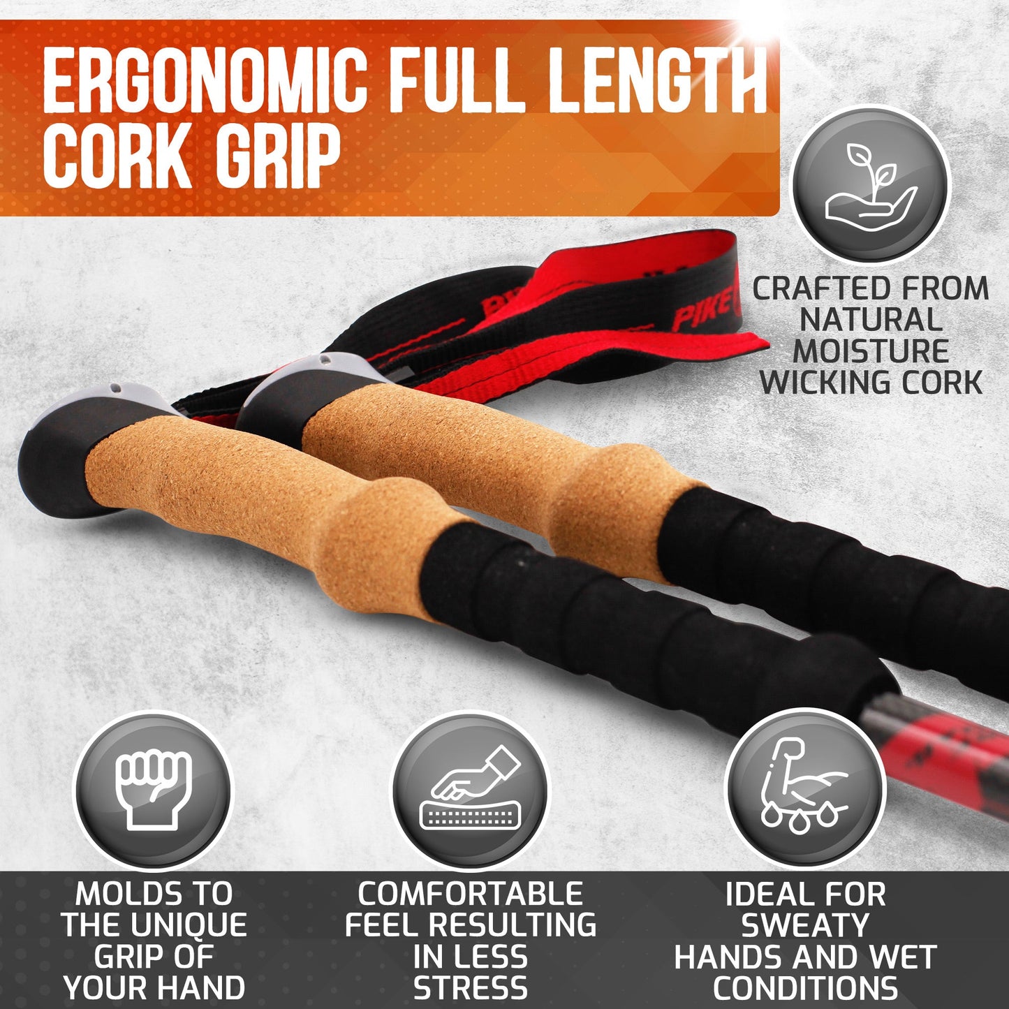 Pike Trail Carbon Fiber Adjustable Trekking Hiking Poles