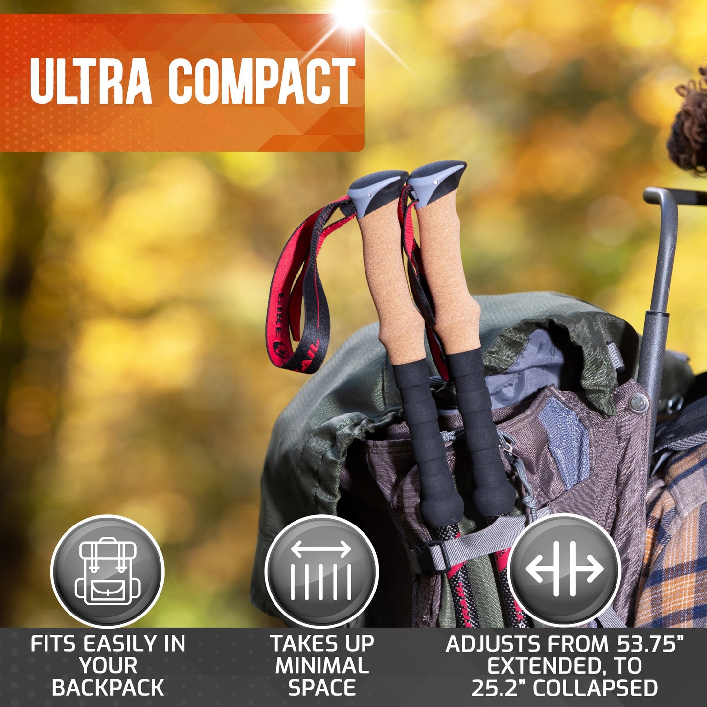 Pike Trail Carbon Fiber Adjustable Trekking Hiking Poles