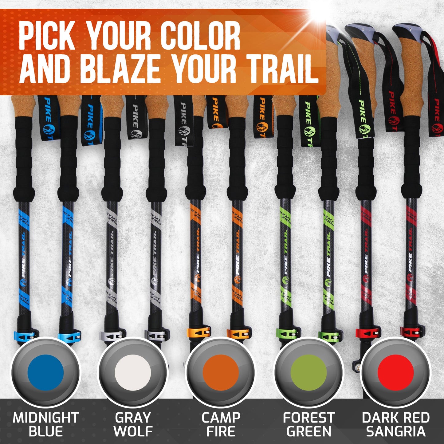 Pike Trail Carbon Fiber Adjustable Trekking Hiking Poles