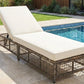TREXM Outdoor Lounge Chair with Cushion and Wheels