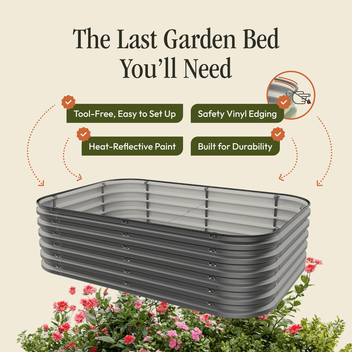 Gro-Rite Premium Metal Raised Garden Bed Kit Tool-Free