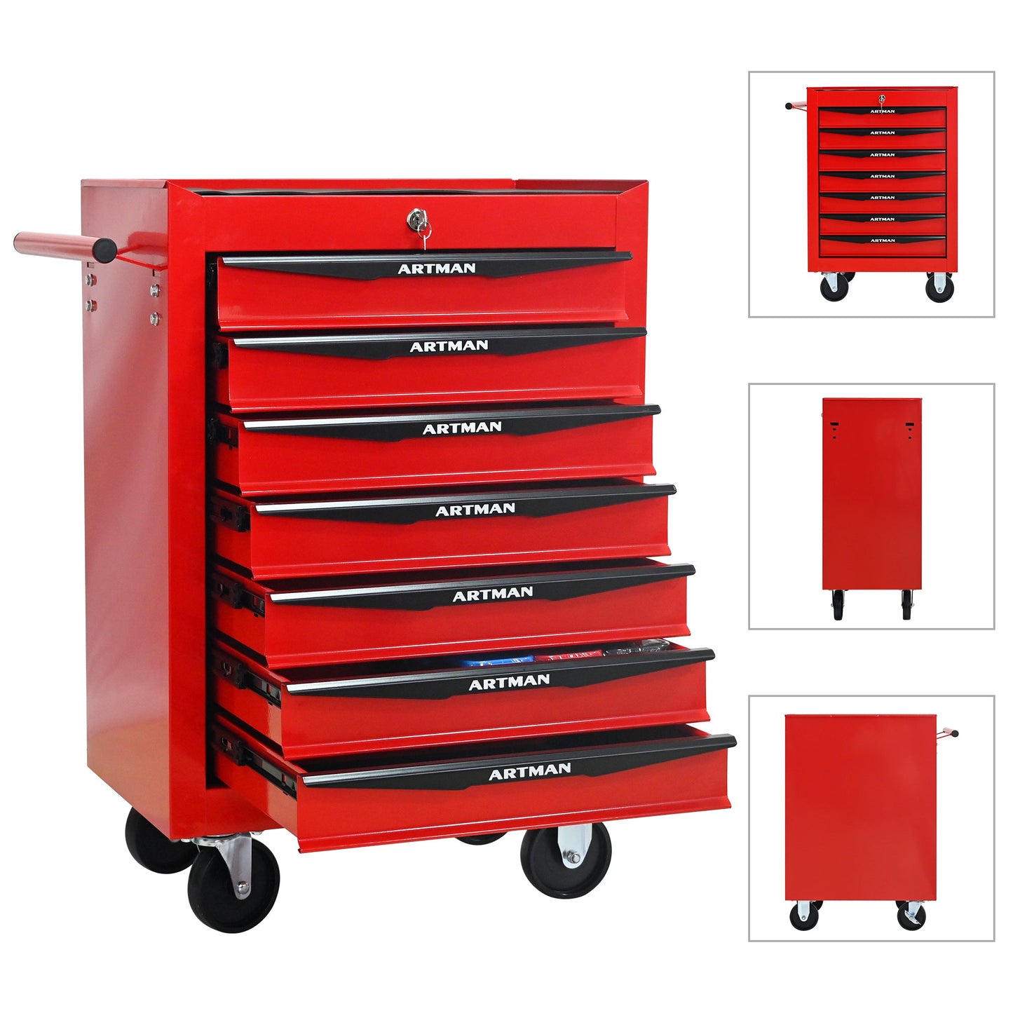 Rolling Metal Tool Chest with 7 Drawers