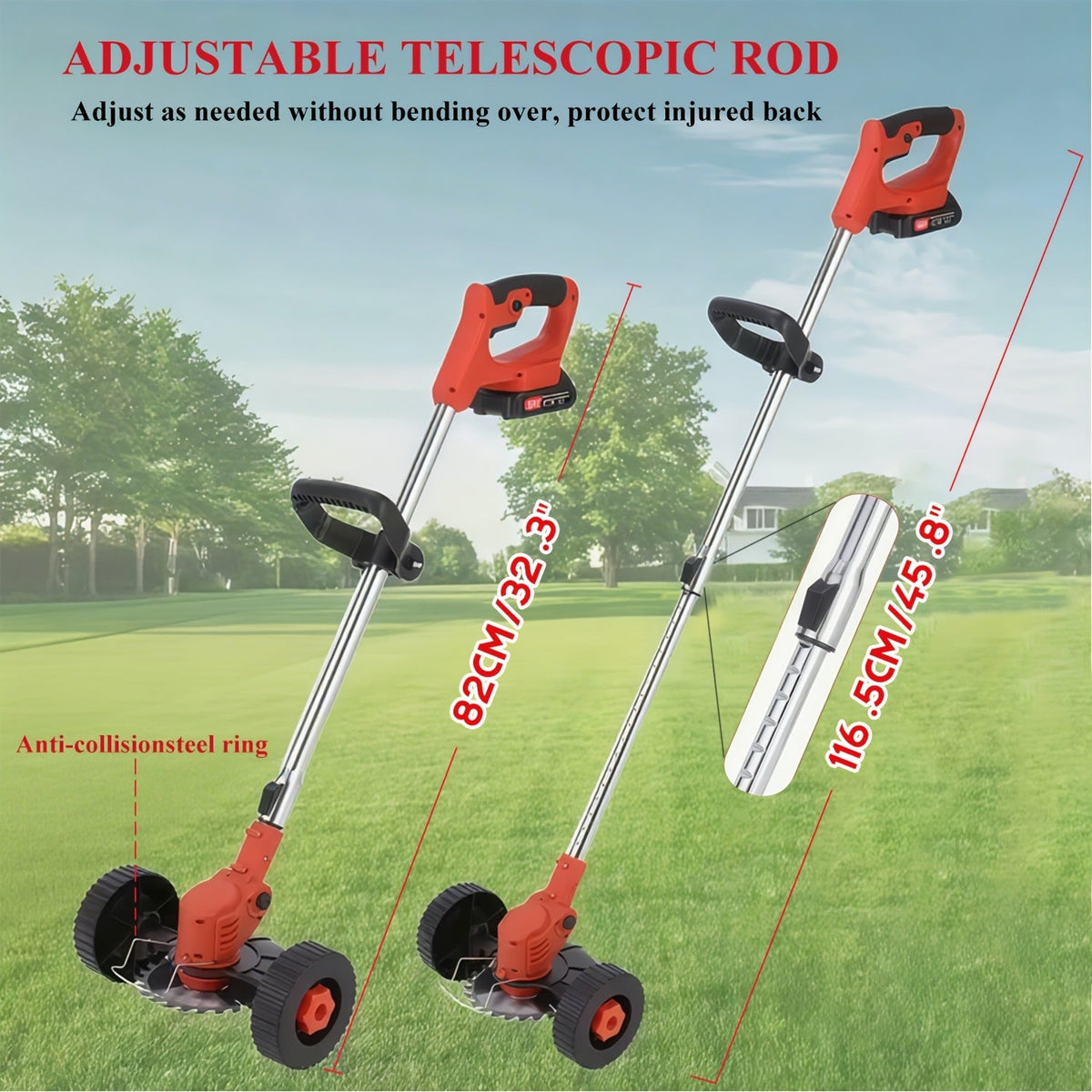 Cordless Electric Lawn Mower 2500W with 2 Batteries & 3 Blades
