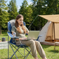 500 lbs Heavy Duty Folding Camping Chair w/ Cup Holder & Cooler Bag | Portable Outdoor Beach Seat