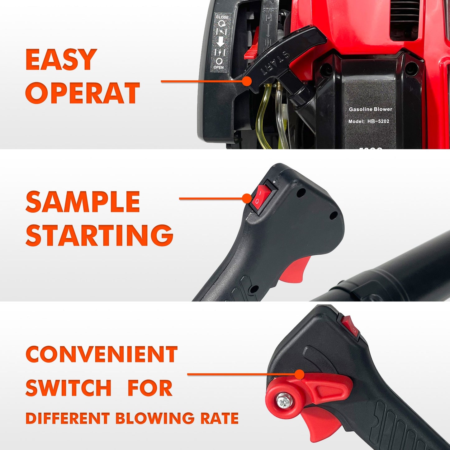 Backpack Gas Leaf Blower - 76CC, 660CFM, 200MPH