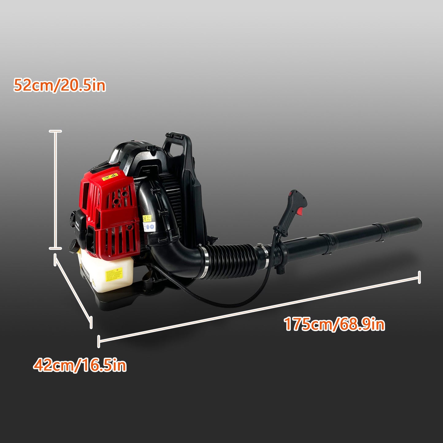 Backpack Gas Leaf Blower - 76CC, 660CFM, 200MPH