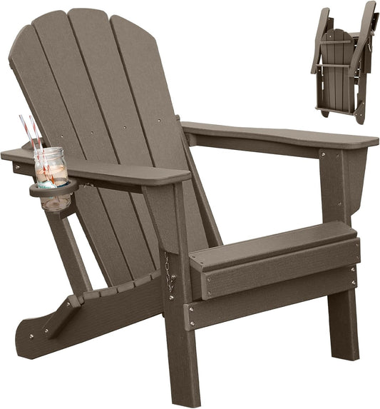 Folding HDPE Adirondack Chair with Built-In Cup Holder