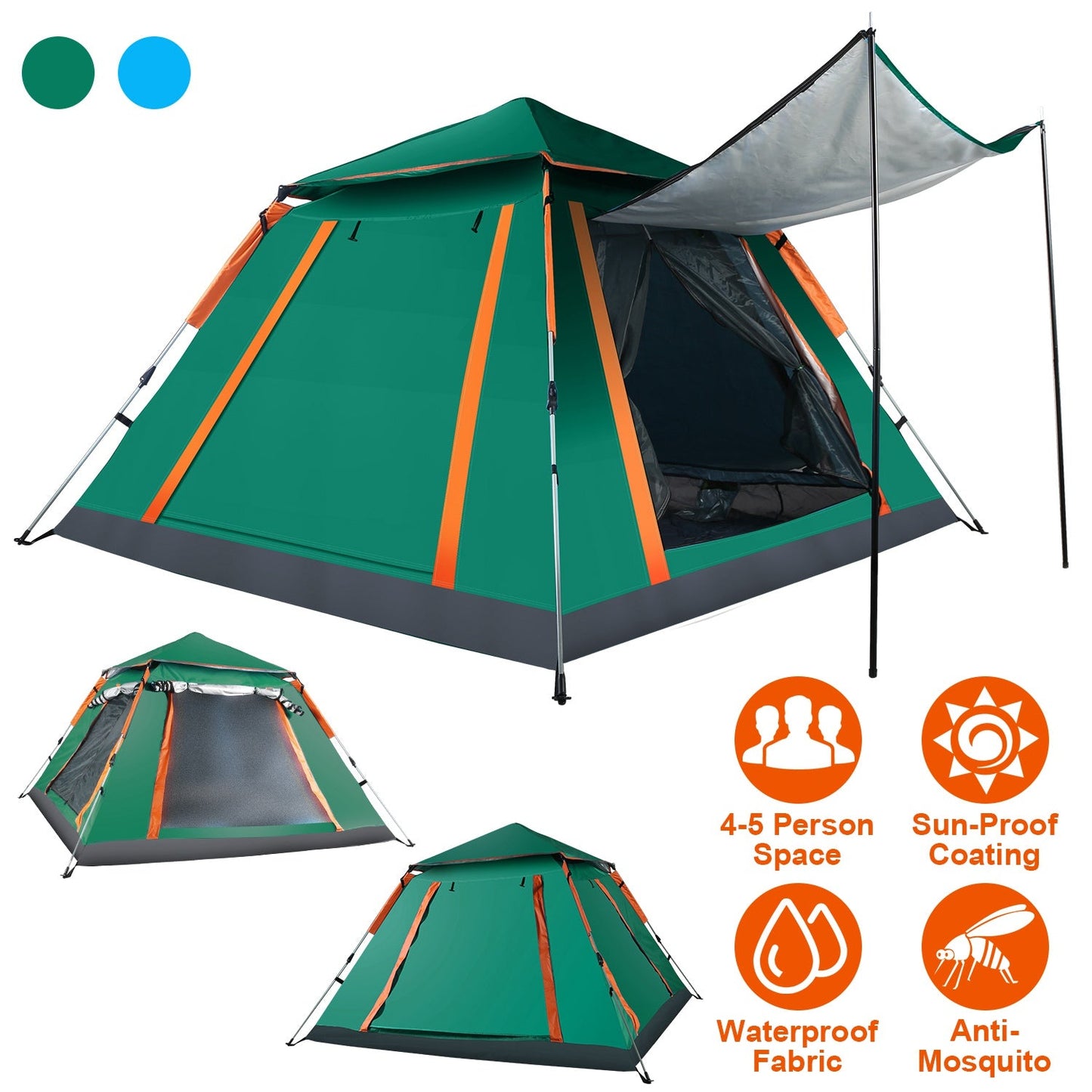 4-5 Person Waterproof Camping Tent with Mosquito Nets