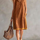 Women's Sleeveless V-Neck Button-Front Pocketed A-Line Midi Dress