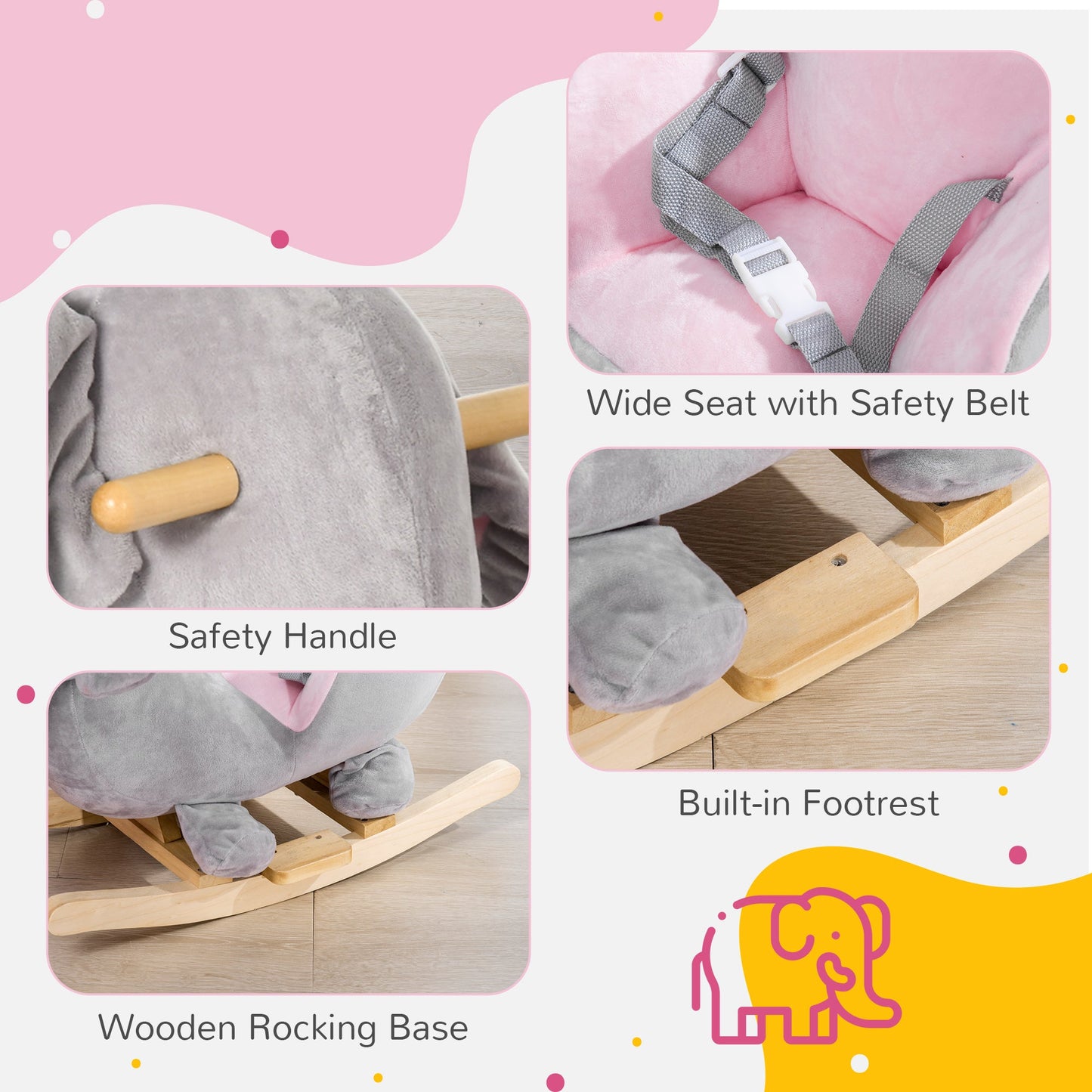 Qaba Baby Elephant Rocking Chair Toddler Rocker Toy