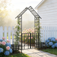 Metal Garden Arch with Gate and Planter