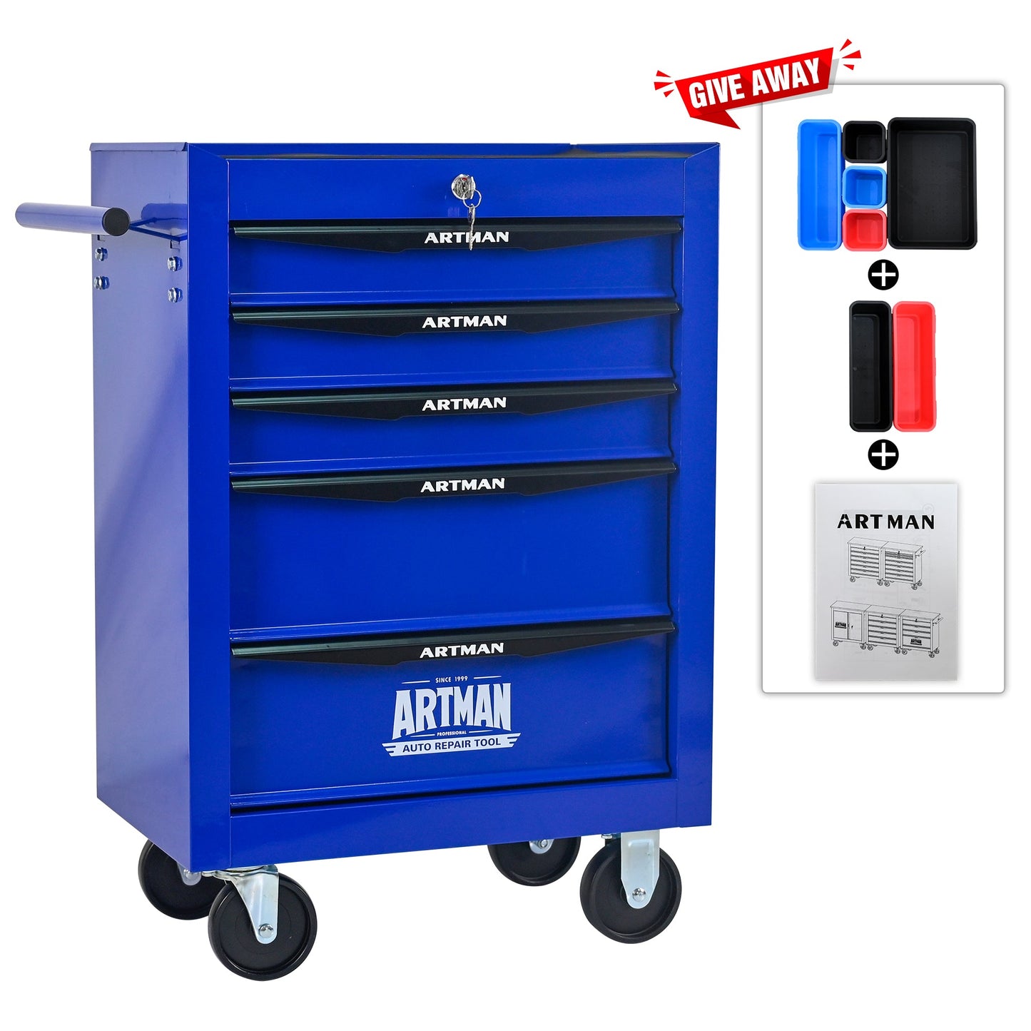 Rolling Metal Tool Chest with 5 Drawers