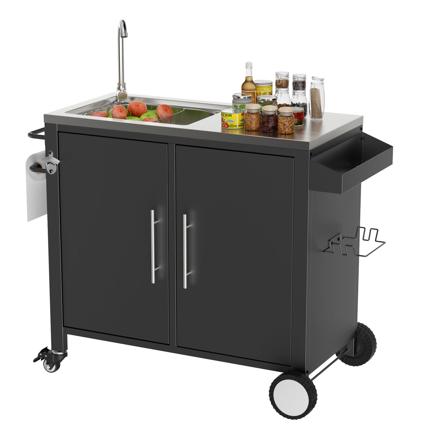 Outdoor Grill Table with Sink and Cabinet