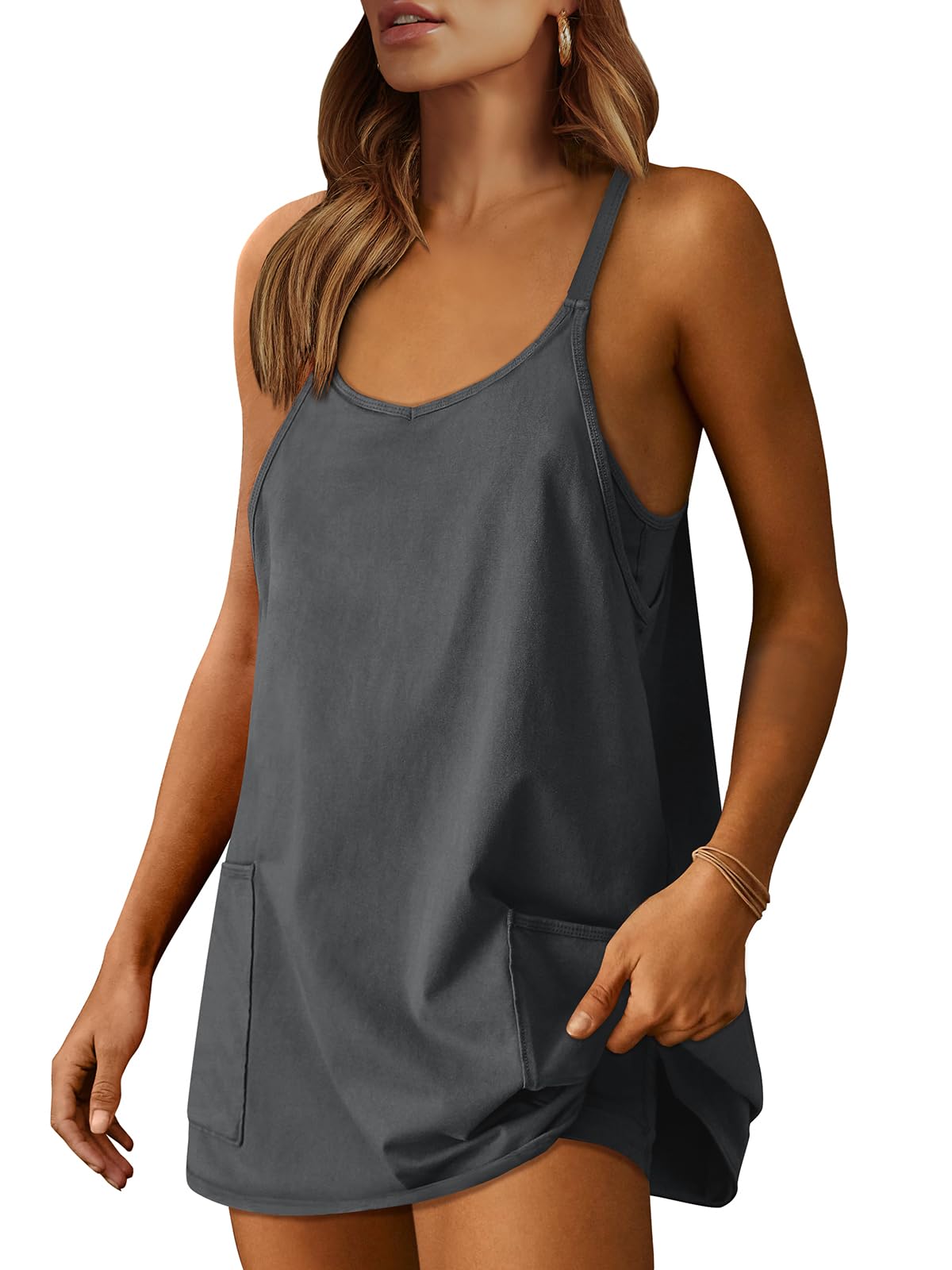 Women's Athletic Tennis Dress with Built-In Shorts