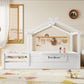 Twin Size Floor Bed with Guardrails and Roof