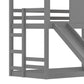 Twin House Bunk Bed with Slide and Storage Shelves