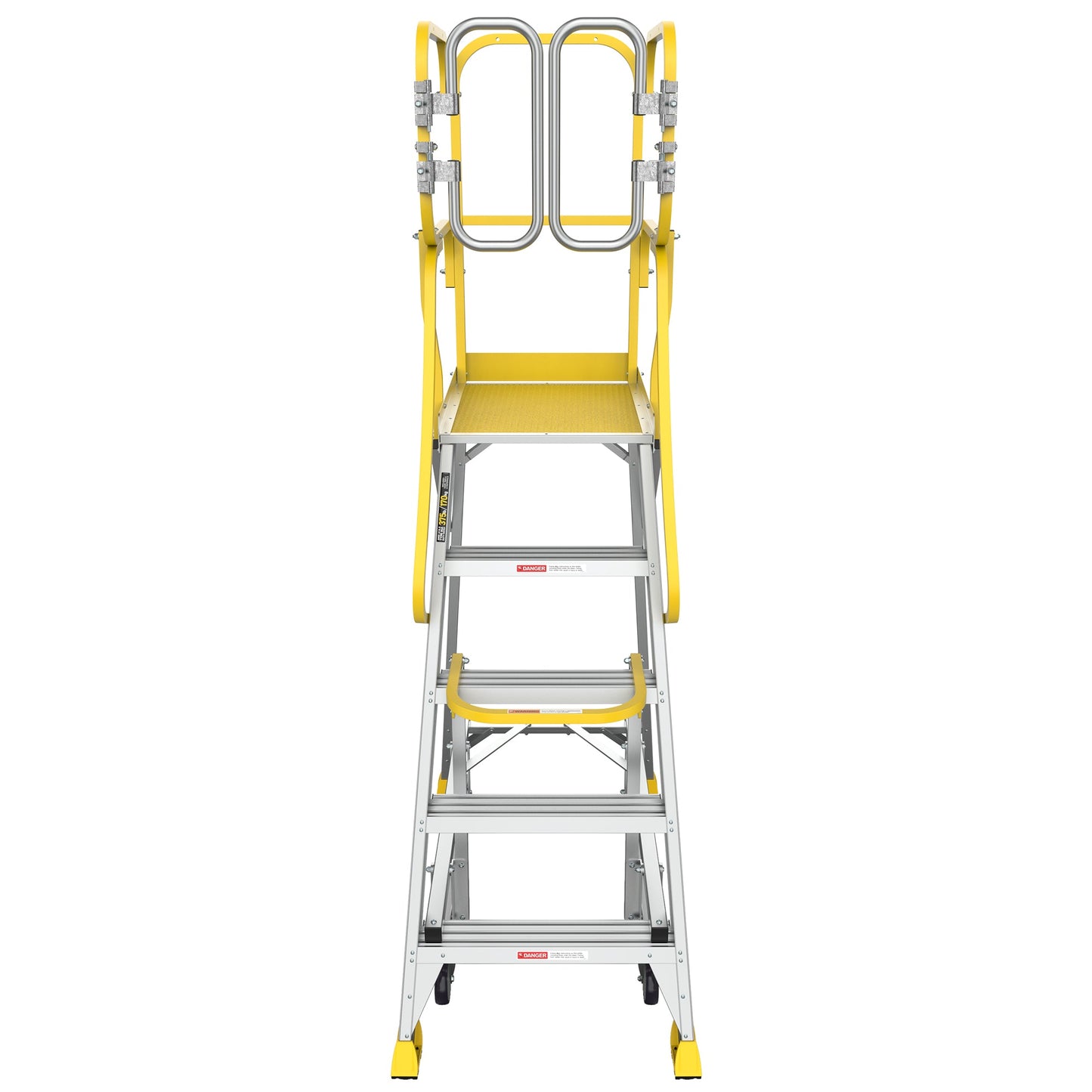 5 Step 375lbs Aluminum Rolling Platform Ladder