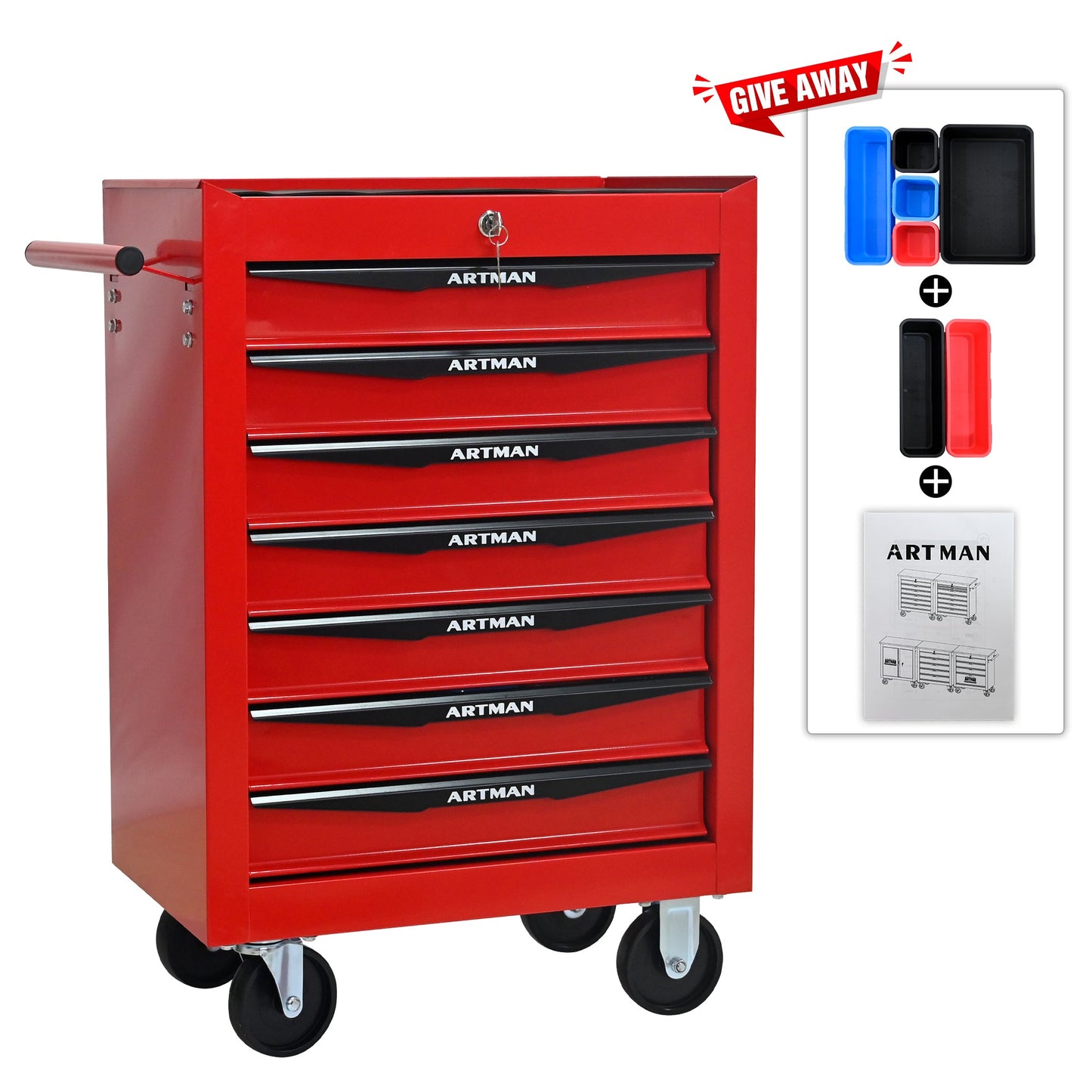 Rolling Metal Tool Chest with 7 Drawers