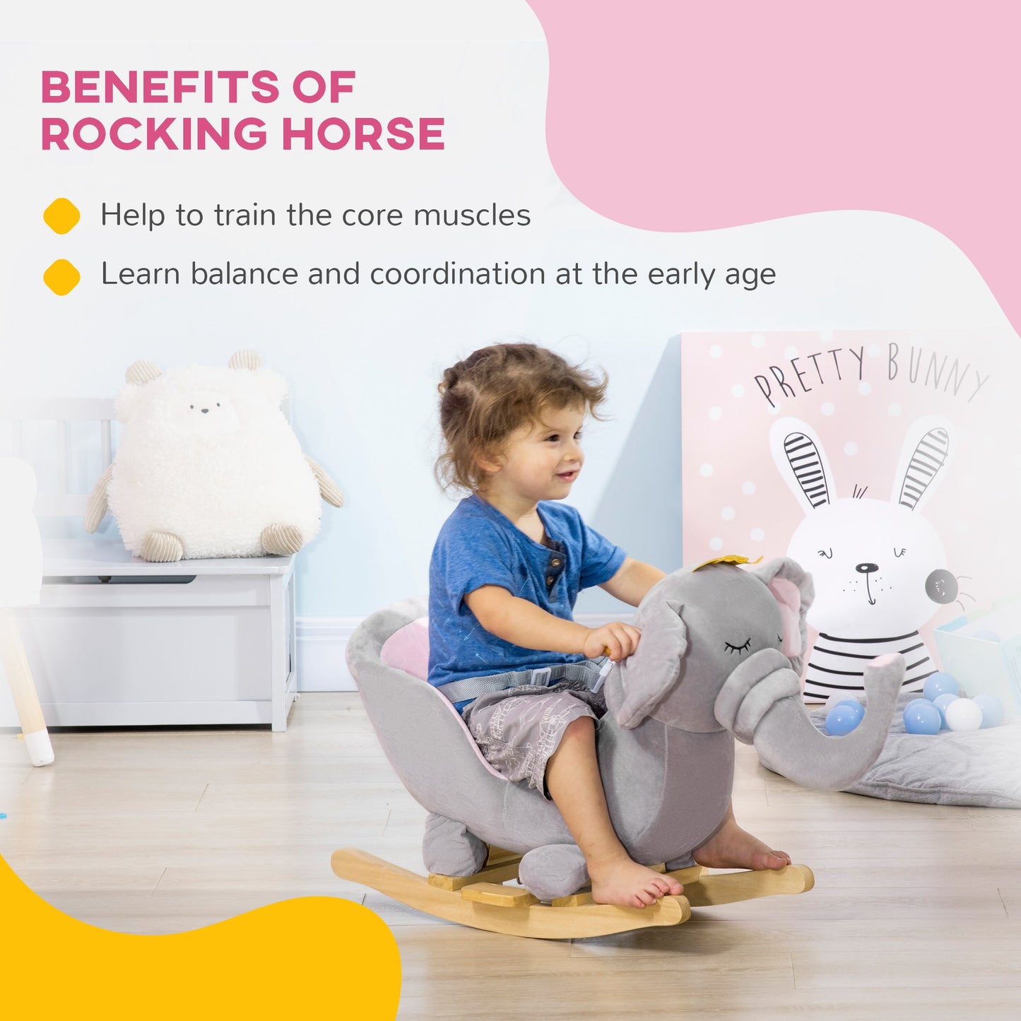 Qaba Baby Elephant Rocking Chair Toddler Rocker Toy
