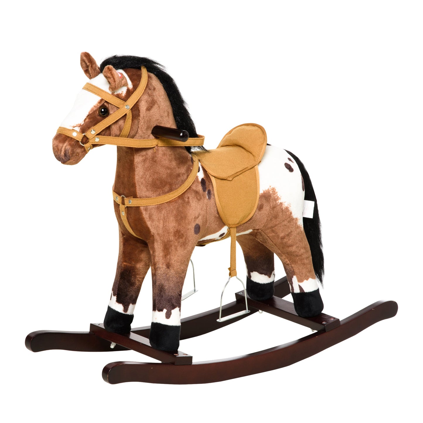 Qaba Kids Metal Plush Ride-On Rocking Horse Chair Toy