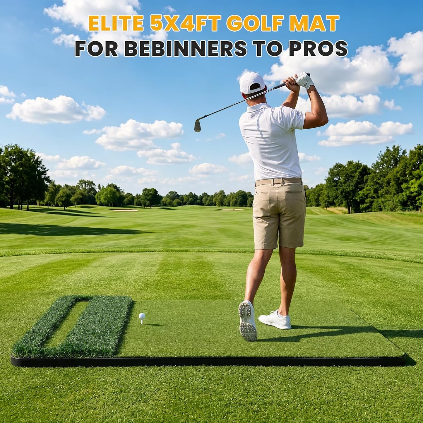 SwingRex 5x4FT Golf Practice Mat with Balls, Tees for Indoor & Outdoor Training