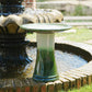Handmade Glazed Ceramic Bird Bath, 17" Concentric Ripple Embossed Tray & 18" Pedestal Base