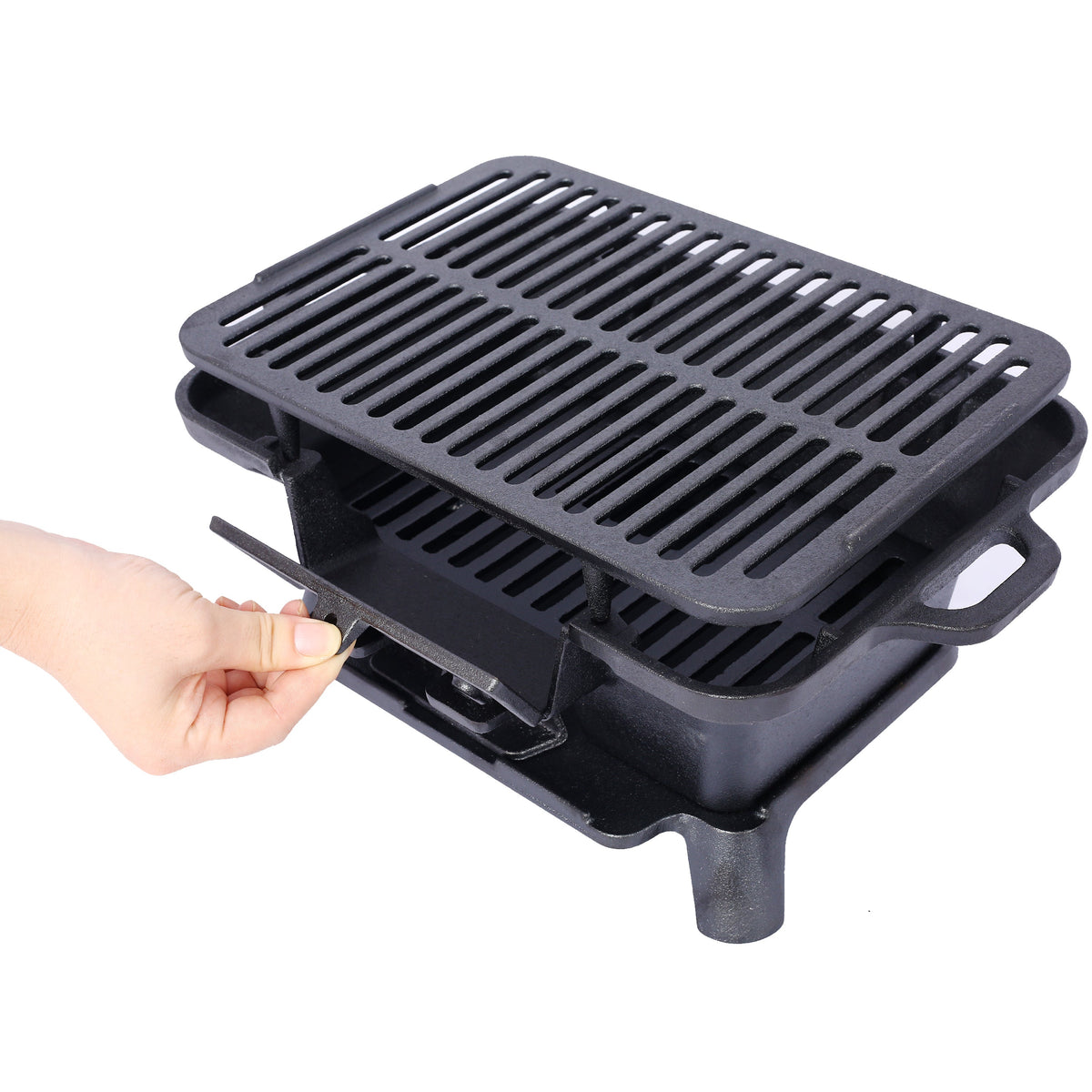 Oval Cast Iron Grill Outdoor Portable Charcoal Tabletop Skillet