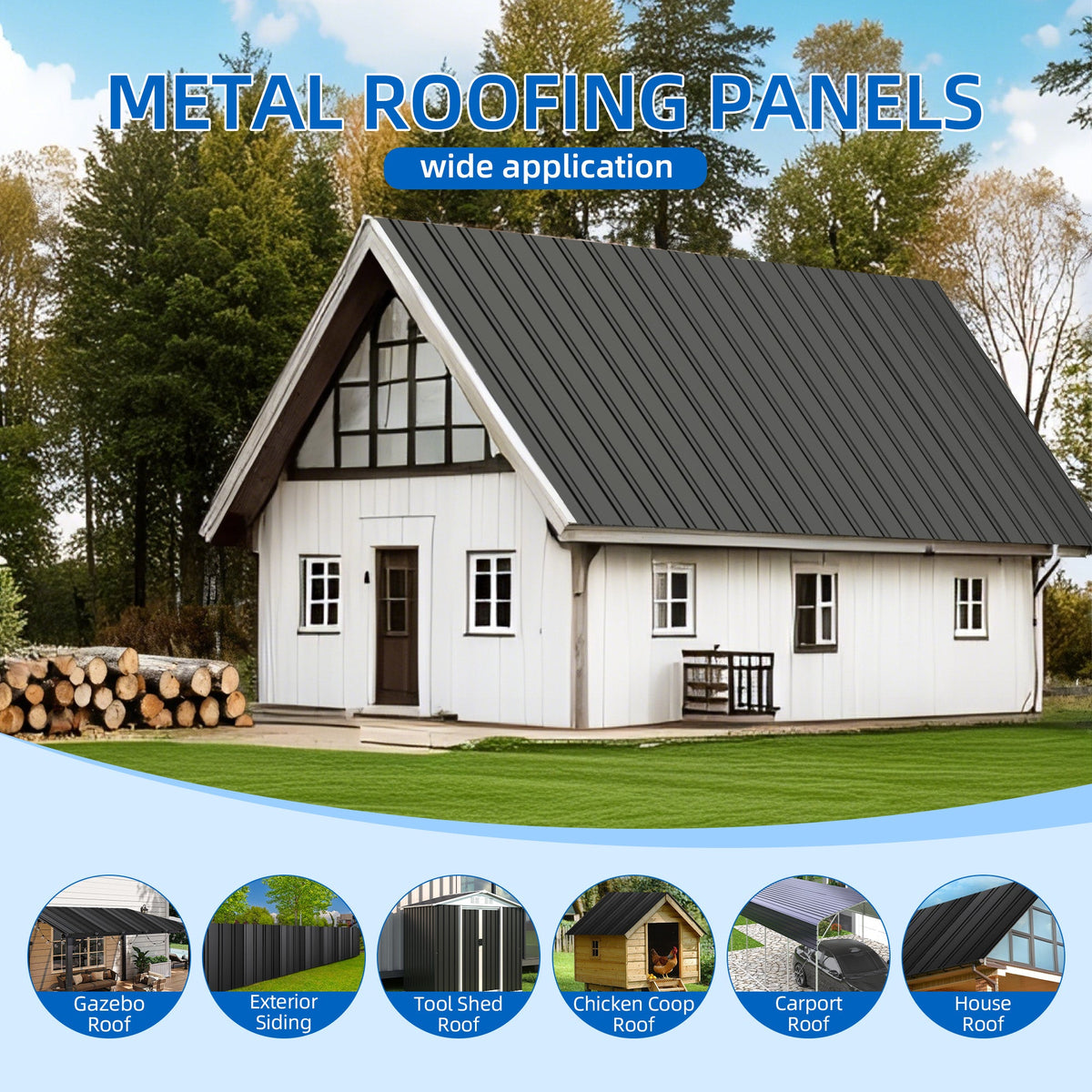 Galvanized Metal Roof Panels - 61 Inch, 15 Pack