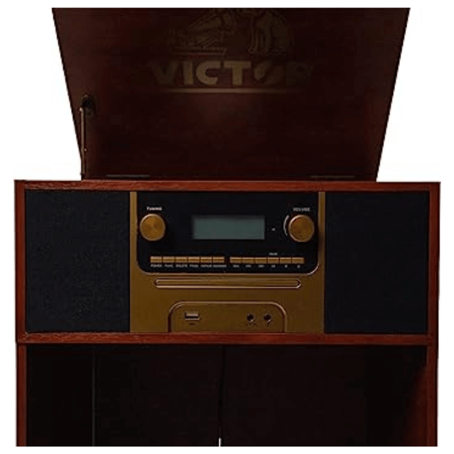 Victor Boyleston 7-in-1 3-Speed Turntable Music Center Mahogany - Refurbished
