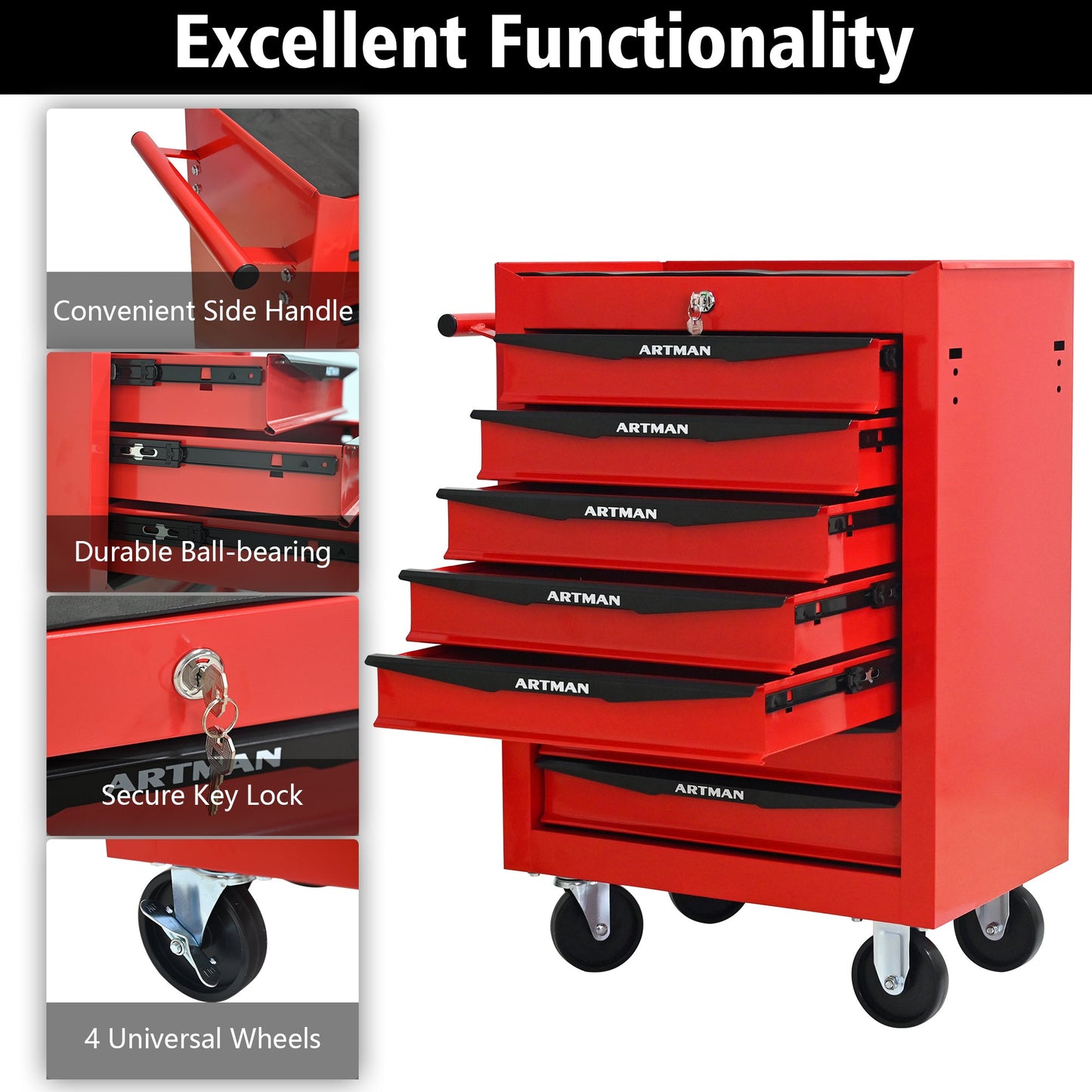 Rolling Metal Tool Chest with 7 Drawers