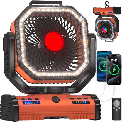 12-Inch Portable Camping Fan with LED Light