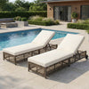 TREXM Outdoor Lounge Chair with Cushion and Wheels