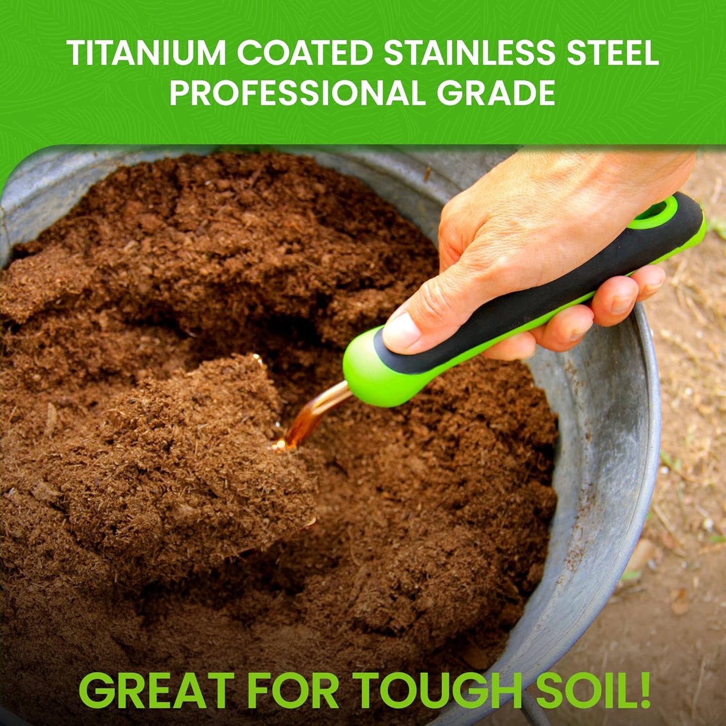 Titanium Garden Tool Set with Hand Cultivator Trowel
