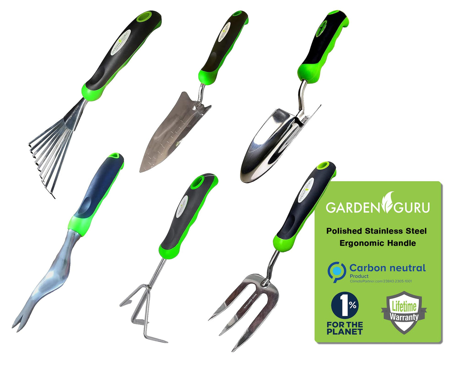 Stainless Steel 6-Piece Gardening Tool Set with Weeder