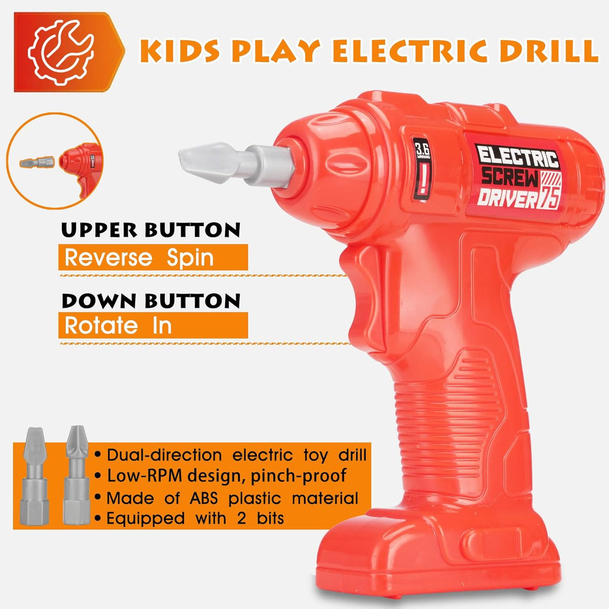 Little Builder Workbench STEM Workshop with Electric Drill Tool Box 83 Piece Construction Set for Kids Ages 3+