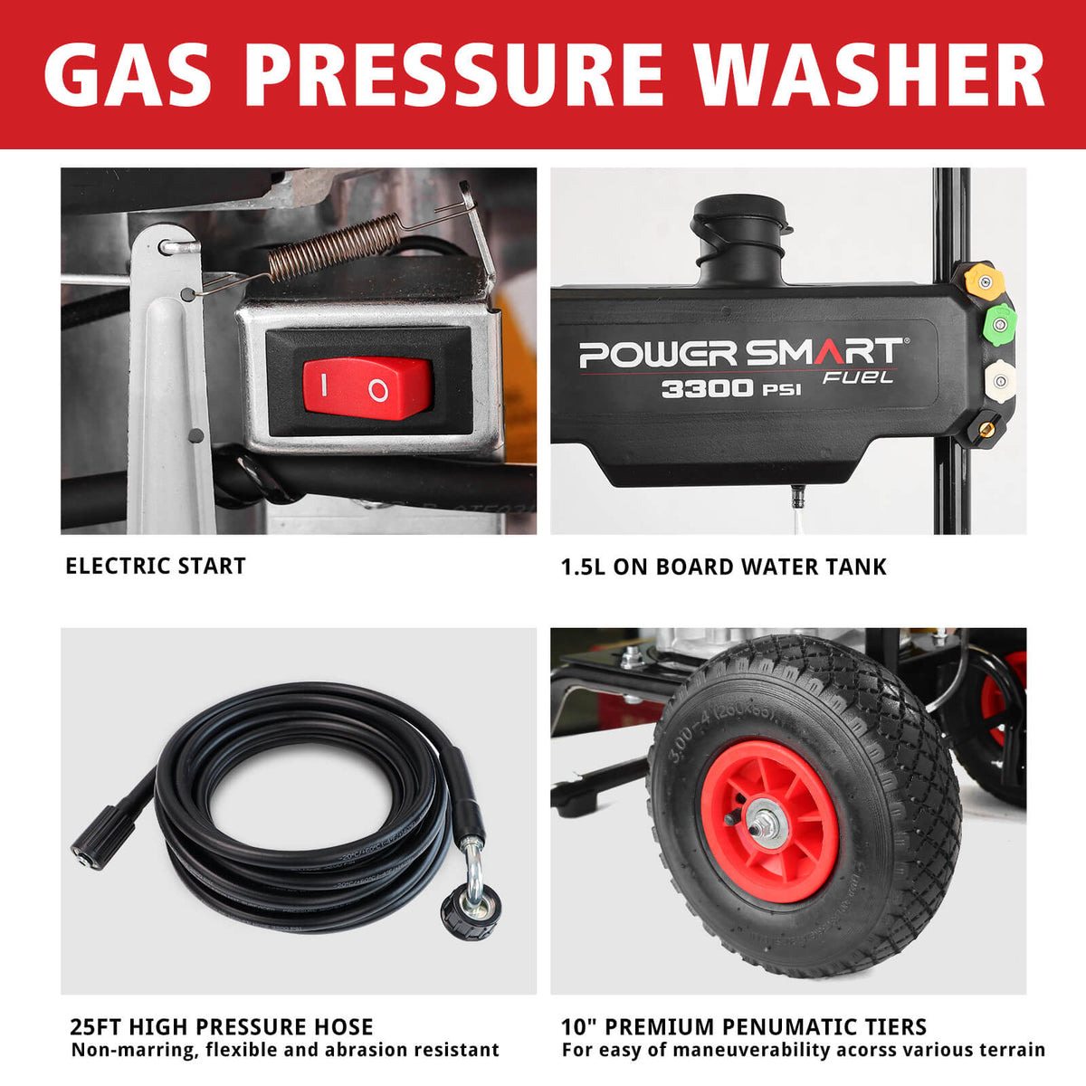 3300PSI 2.5GPM 201cc Gas Pressure Washer DB1050