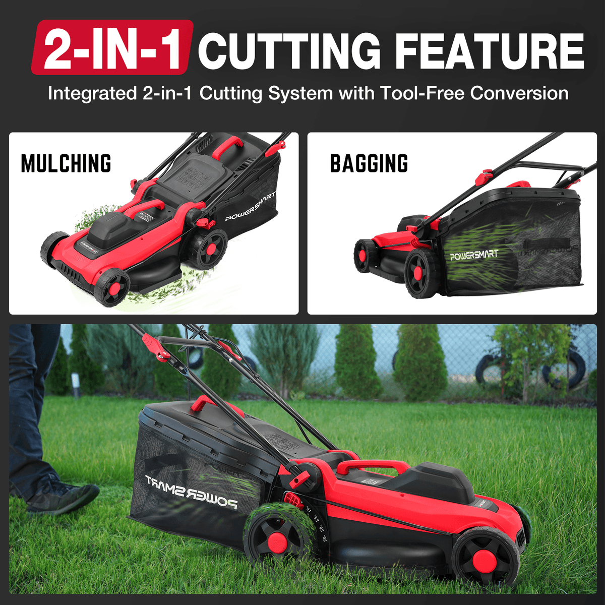 14" 15Amp Electric Corderd Push Lawn Mower DB8015