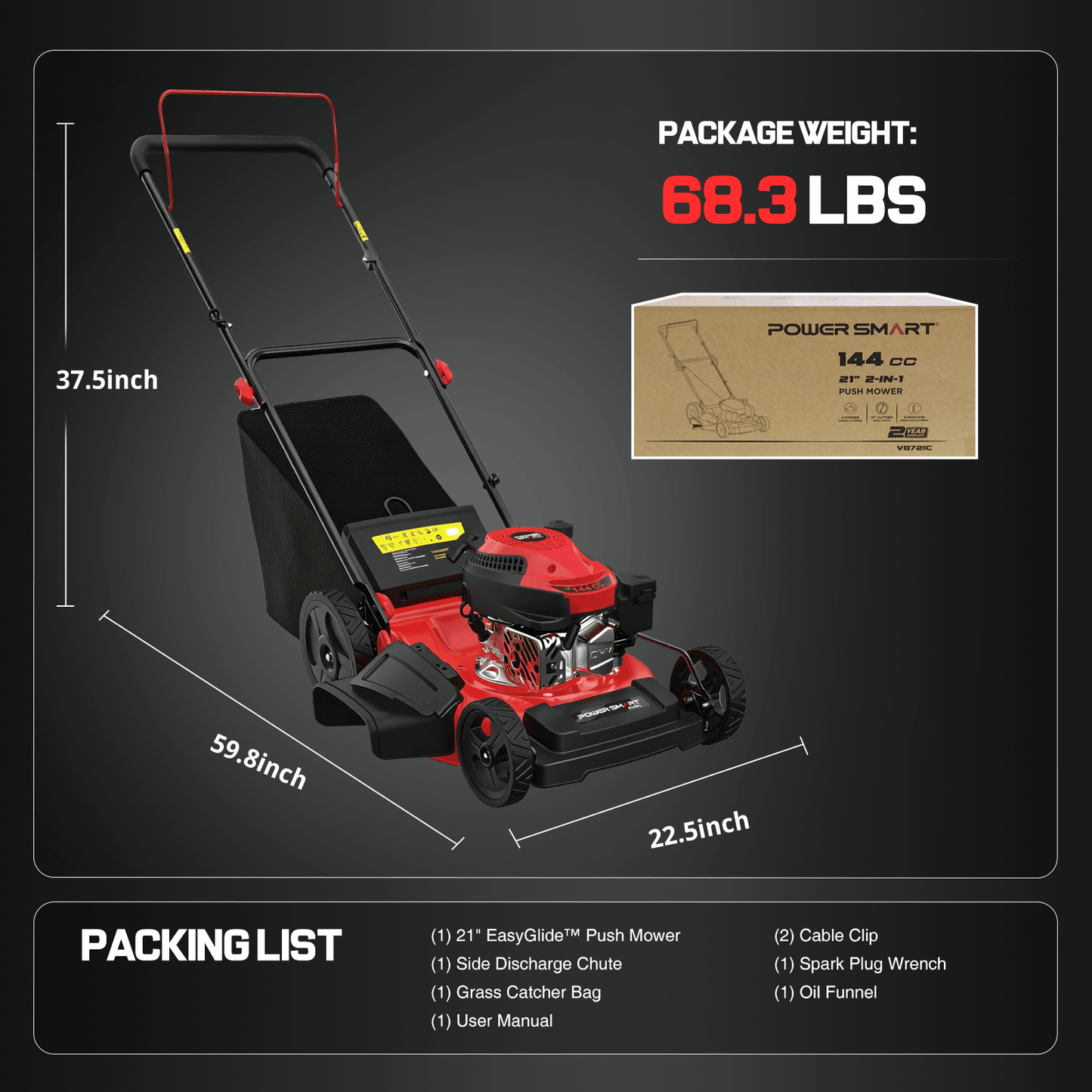 21-Inch 144cc Gas Push 3-in-1 Lawn Mower