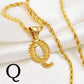 Anniyo A-Z Letters Necklaces Women Men Gold Plated Initial Pendant Rope Chain English Letter Jewelry Alphabet African #058002B
