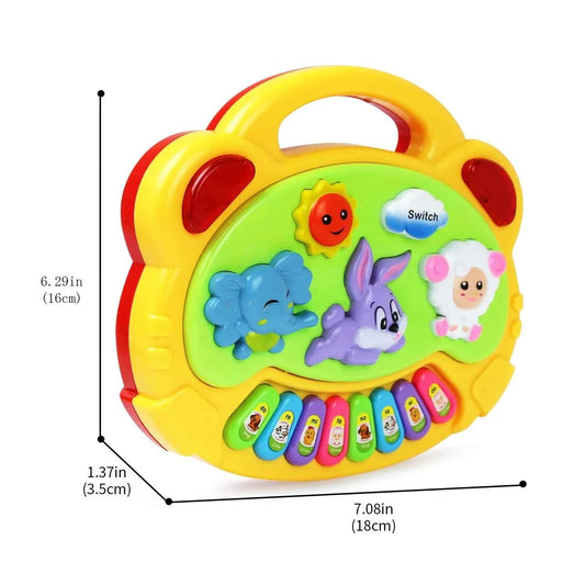 Kids Cartoon Piano Keyboard Game with Animal Sounds Flashing Light Music Baby Instrument Music Toys Educational Toys Kids Gifts