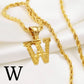 Anniyo A-Z Letters Necklaces Women Men Gold Plated Initial Pendant Rope Chain English Letter Jewelry Alphabet African #058002B